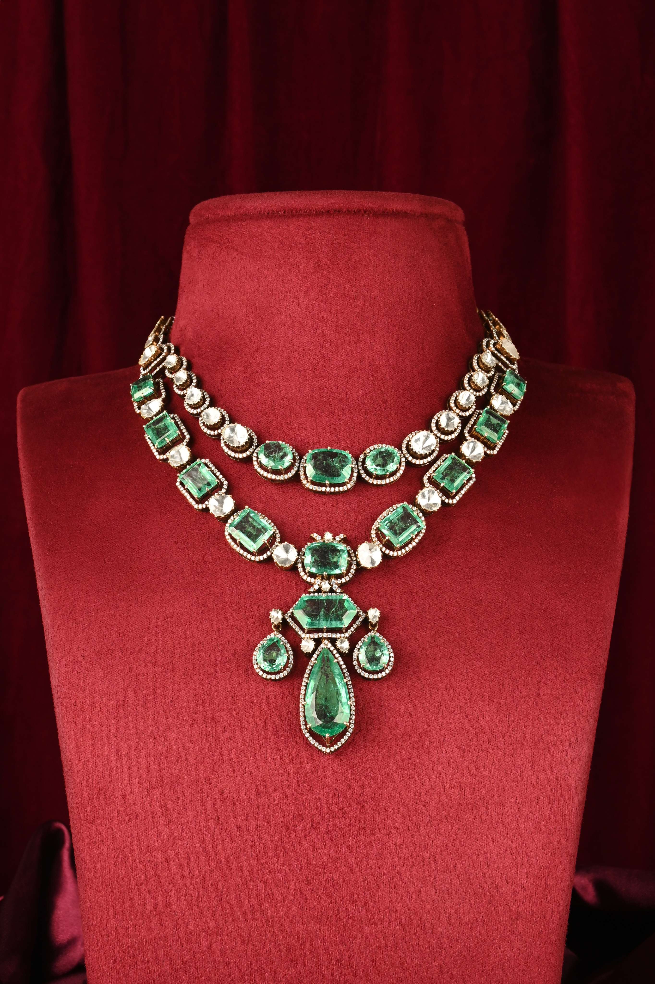Brinda Gold and Diamonds - Emerald Gold Necklace